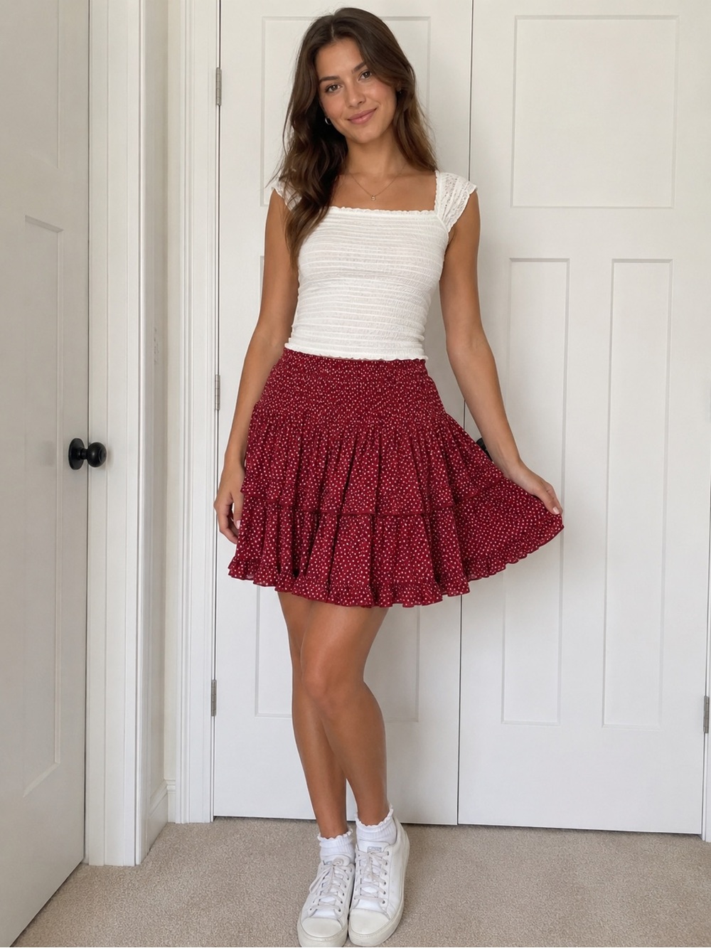 LA HEARTS Polka Dot Ruffle Skirt M - Picture 9 of 11